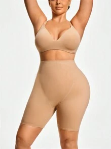 SHAPORA Plus Size Shaping High-Waisted Mid Thigh Shapewear Short Bottom Body Shaper Butt Lifter-Tummy Waist Thigh Control - Apricot - View 7