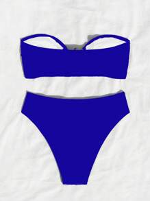 Swim SXY Conjunto de bikini de 2 piezas con Bottom decorada con estrellas de mar y parte superior tipo bandeau sin espalda, traje de baño para verano y playa