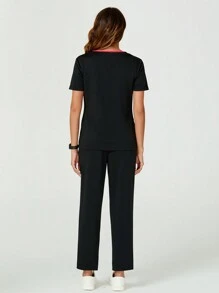 TaskEZ Contrasterende kleur broek met korte mouwen en uniforme set