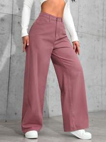 女士朴素简约日常牛仔裤 - 紫羅蘭色 - 查看 4