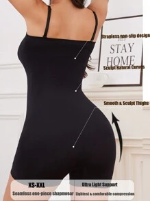 1 bộ áo liền quần không tay màu trơn cho nữ, mùa hè - màu đen - Xem 7