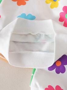 Conjunto de 2 piezas con estampado floral en toda la prenda para bebé y niña pequeña - Blanco - Ver 6
