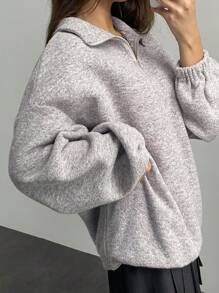 DAZY Losvallend sweatshirt met effen polokraag voor dames