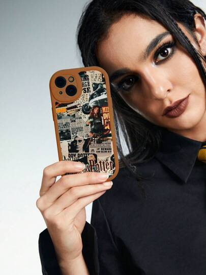 Harry Potter | ROMWE 1pc Figure Poster Pattern Phone Case Compatible With IPhone And Other Models