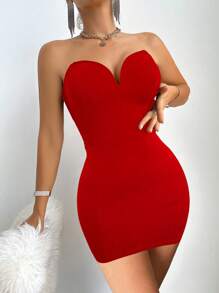Zolique Women's Solid Color Sexy Tube Top Mini Dress, Summer For New ...