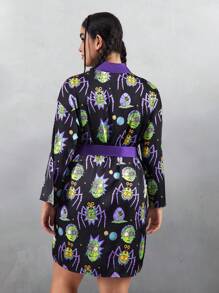 Rick and Morty X SHEIN 大码朋克风格黑色长袍 - 黑色 - 查看 2