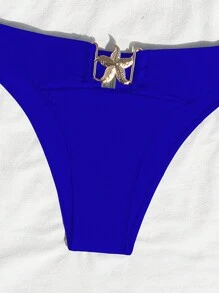 Swim SXY Conjunto de bikini de 2 piezas con Bottom decorada con estrellas de mar y parte superior tipo bandeau sin espalda, traje de baño para verano y playa