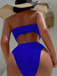 Swim SXY Conjunto de bikini de 2 piezas con Bottom decorada con estrellas de mar y parte superior tipo bandeau sin espalda, traje de baño para verano y playa