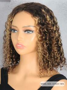 Glueless BOB Wigs Short Curly Water Wave Lace Closure Human Hair Wigs Pre Plucked Pre Cut 4X4 Lace Closure Wigs P4/27 Piano Color Highlight Wig Put On And Go Wigs Easy To Ware For Women