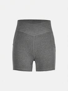 2 件 Tween 女童纯色针织紧身裤，休闲套装 - 淺灰色 - 查看 3