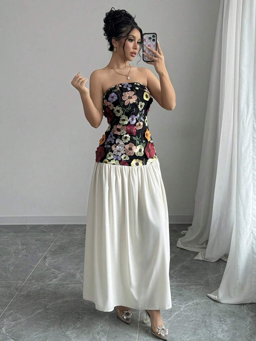Selianne Đầm Maxi Ống In Hoa Cho Nữ Trang Phục Nữ - Màu be - Xem 1
