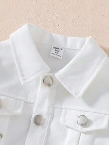 SHEIN Girls Windbreaker Jacket For Autumn, New Design - White - View 5