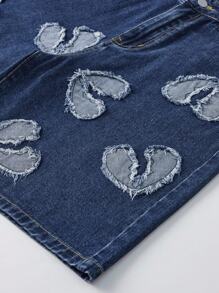 ROMWE MEN Street Life Quần Short Jeans Cargo Nam Có Miếng Dán Trang Trí, Quần Short - Màu xanh lam - Xem 7