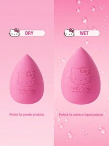 HELLO KITTY AND FRIENDS | SHEIN 2 piezas/paquete esponjas para maquillaje con diseño de dibujos animados y letras (incluye embalaje), - Rosa - Ver 4