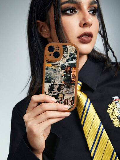 Harry Potter | ROMWE 1pc Figure Poster Pattern Phone Case Compatible With IPhone And Other Models