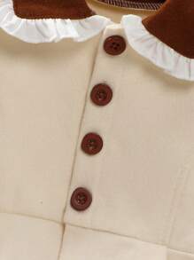 SHEIN طقم فتاة شتوي خريفي دافئ: معطف صوفي بياقة مكسرة و بنطلون مطوي 2 قطعة - متعدد الألوان - مشاهدة 10