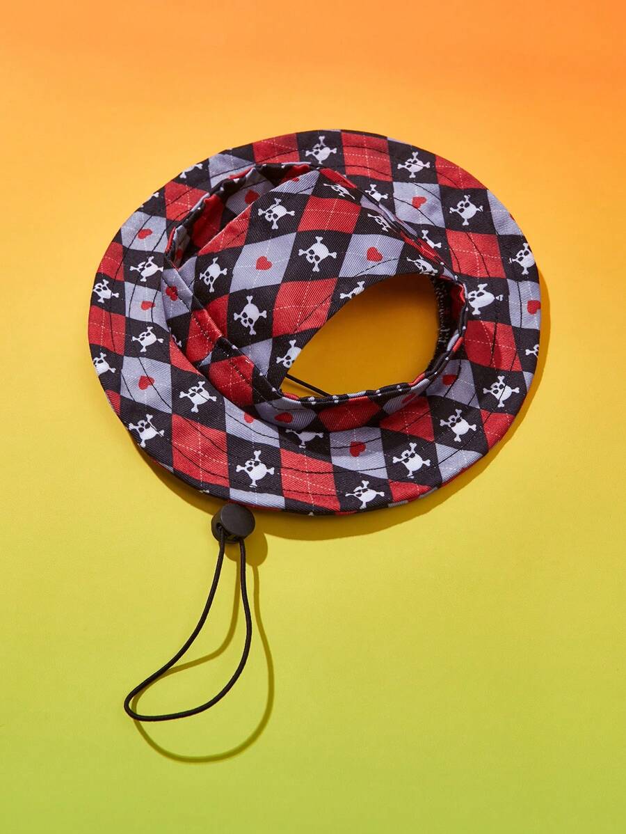 PETSIN Halloween Plaid Skeleton Pet Hat - Rose Red - View 1