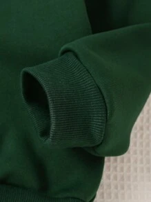 SHEIN Men's Casual Merry Christmas Letter Slogan & Linear Christmas Tree Print Fleece Crew Neck Sweatshirt, Suitable For Christmas Family Party In Autumn/Winter - Dark Green - View 5