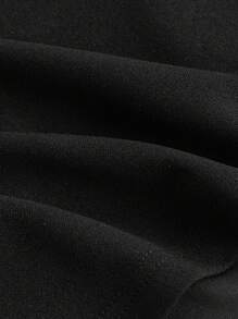 SHEIN MOD Áo thun tay chuông cổ buộc ren đen thanh lịch cỡ lớn cho nữ - màu đen - Xem 4