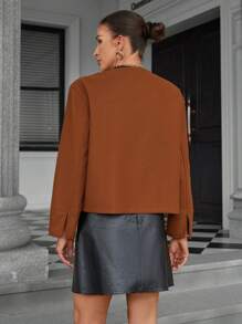 SHEIN Privé Damen Old Money Stil Herbst&Winter Jacke mit abnehmbarem Schal, Wollcardigan mit langen Ärmeln, Wintermantel