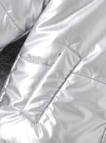 Abrigo acolchado con cuello vuelto de moda para bebé niña, otoño/invierno - Plateado - Ver 5