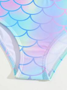 SHEIN 年轻女孩 3 件套印花比基尼套装带荷叶边，两件套，泳衣 - 彩色 - 查看 6