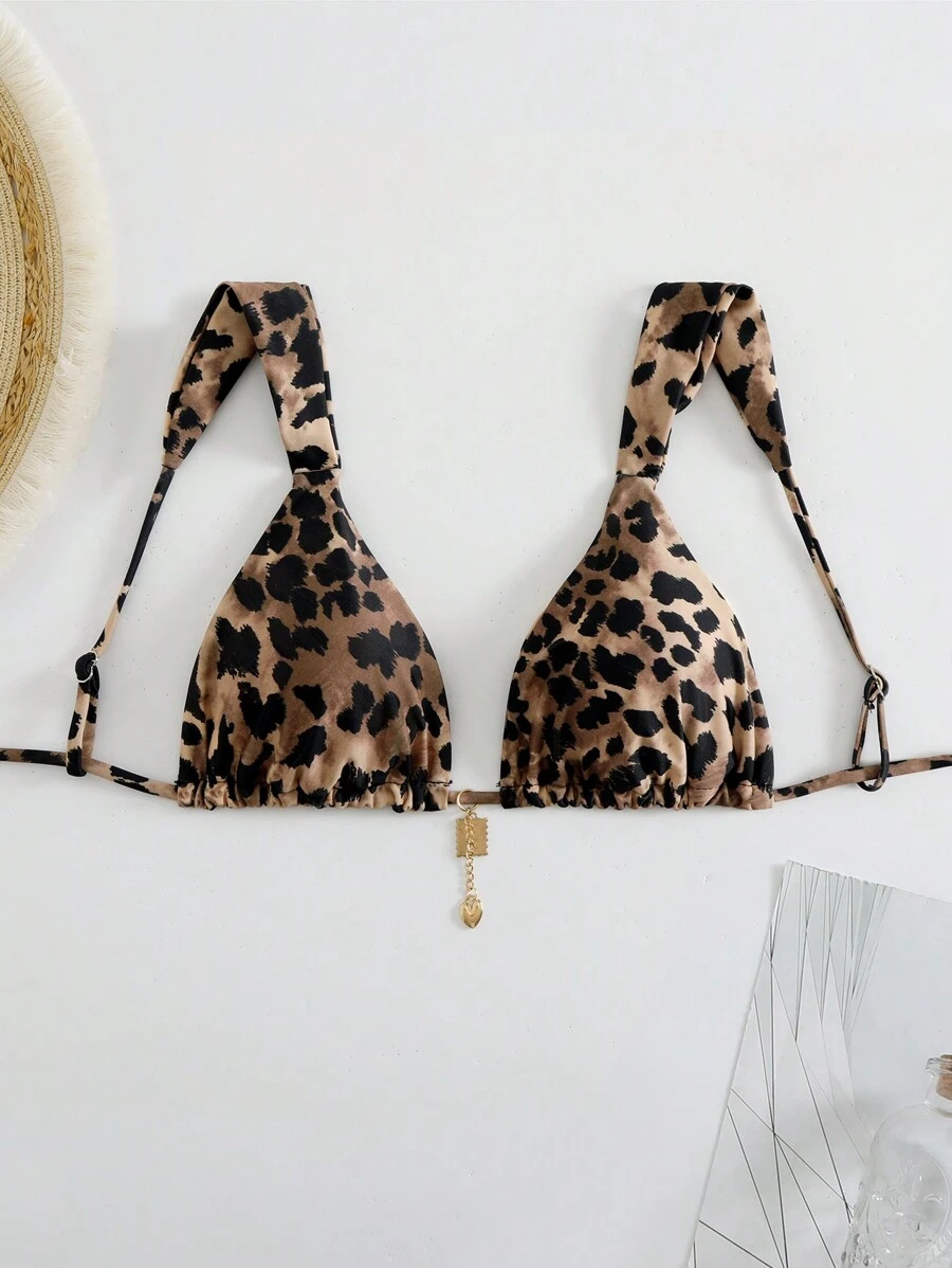 Swim Vcay 2025 女式豹纹泳衣上衣，随机印花夏季 - 彩色 - 查看 1