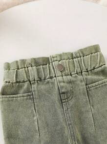 Baby Girls' Solid Woven Denim Pants Set - Multicolor - View 6