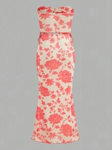 Forever 21 Bộ váy và váy dài quây bodycon màu đỏ cho kỳ nghỉ - Màu be - Xem 2