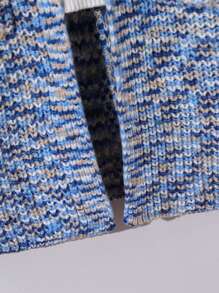 Tween Girl Colorful Cardigan Sweater, New Arrival. Blue-Toned Multi-Color Knit Sweater With Rugged Design Showcases Unique Personalized. Versatile Styling Options Display Look. Fashionable And Warm Knit, Suitable For Wear In Spring, Summer, Fall And Winter. - Blue - View 6