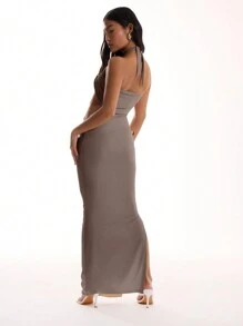 MUSERA Slinky Cross Front Cut Out Maxi Dress Elegant Spring Summer Vacation Long Dress Graduation Prom - Brown - View 2
