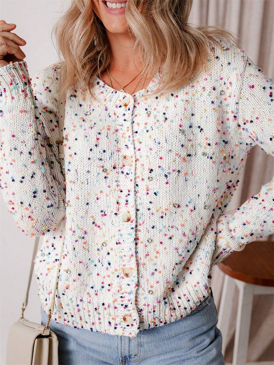 Astylish Women Colorful Long Sleeved Knit Drop Shoulder Cardigans Spring Fall Cardigan Sweaters