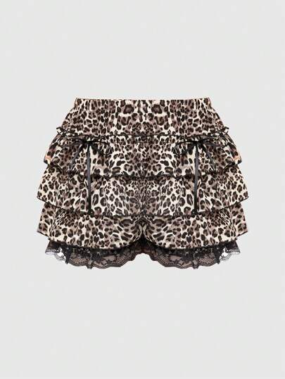 Plus Size Cute Leopard Print Shorts