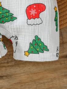 SHEIN Baby Boys' Christmas Print Romper - Multicolor - View 3