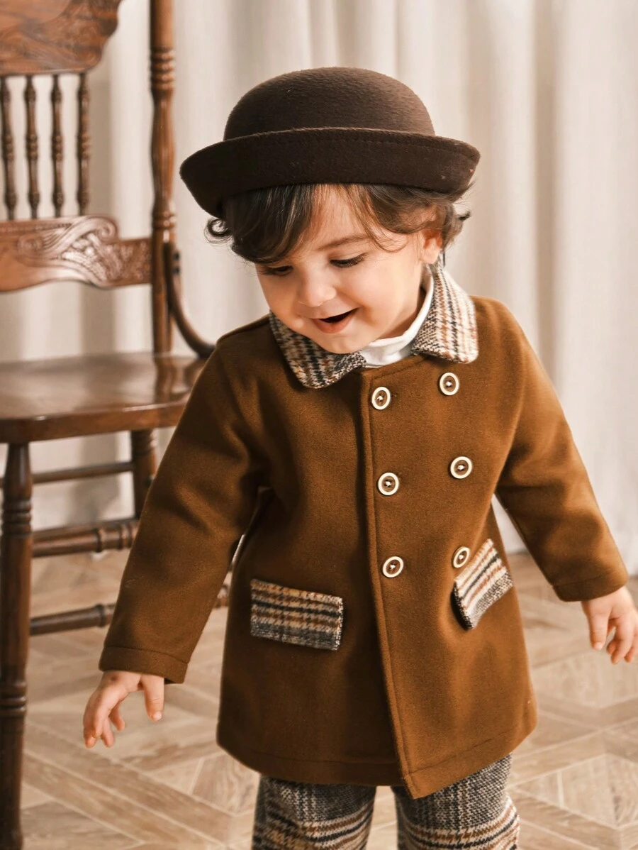 Souflis Souflis 2pcs/Set Baby Boys Solid Color Long Sleeve Shirt And Pants Set, Soft And Comfortable Casual Style For Autumn/Winter Outdoor, Vacation, Daily Wear, For Christmas