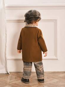 Souflis Souflis 2pcs/Set Baby Boys Solid Color Long Sleeve Shirt And Pants Set, Soft And Comfortable Casual Style For Autumn/Winter Outdoor, Vacation, Daily Wear, For Christmas