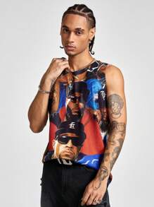 Manfinity VCAY Men's Fashionable Figure Printed Sleeveless Sweater Vest, Summer - Multicolor - View 4
