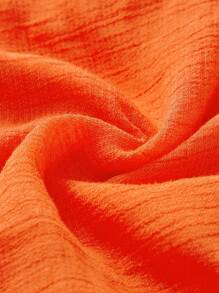 Forever 21 纯色弹性腰裙，适合度假和休闲穿着 - 珊瑚橙 - 查看 5