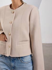 Aveloria Modichic High-End Elegant French Stylish Metal Button Short Jacket For Commuting - Beige - View 7