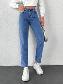 EURMUSE Women'S Mom Fit Jeans - Medium Wash - View 3