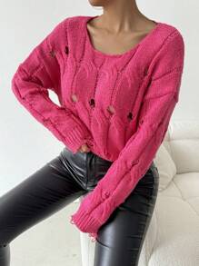 Chiquease Suéter de mujer de colores brillantes con diseño hueco, al estilo INS para volver al colegio