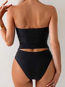 Swim Lushoire Elegant & Versatile Slim-Fit Bandeau Tankini Set Summer