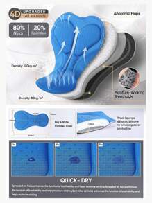 Manfinity Riding Contrast Camo Print Cycling Pants "Professional Cycling Shorts, 3D Padded Design, Quick-Drying And Breathable" Compression Top - Black - View 3