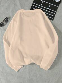 INAWLY 女士万圣节小狗和南瓜印花羊毛运动衫 - 杏色 - 查看 2