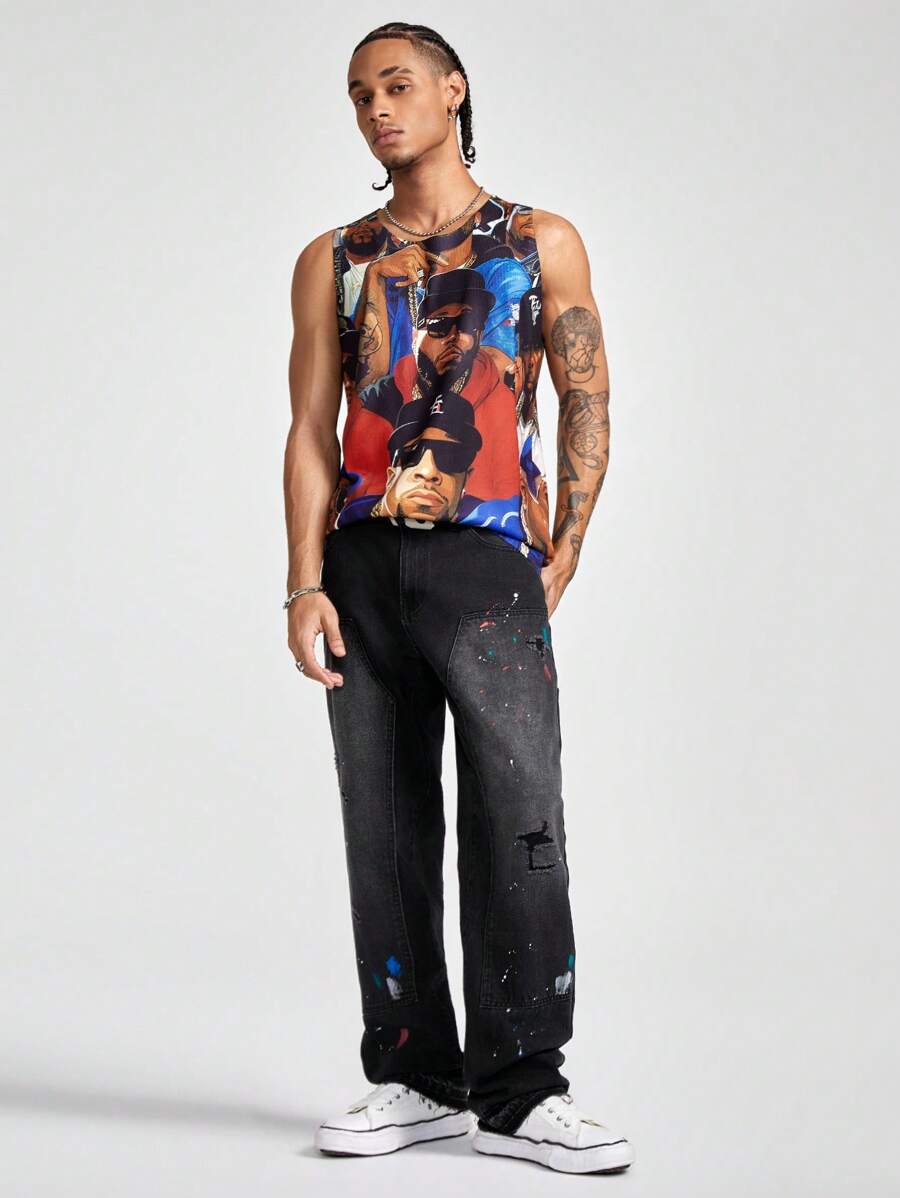 Manfinity VCAY Men's Fashionable Figure Printed Sleeveless Sweater Vest, Summer - Multicolor - View 1