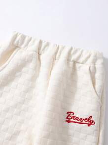 SHEIN Set de 2 piezas de Sudadera y Pantalón de chándal con estampado de letra suelta y texturizada para niña preadolescente, otoño