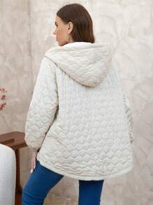 SHEIN Clasi 大码纯色连帽拉链长袖棉服外套，冬季
