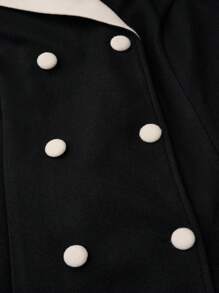 SHEIN Clasi Plus Size Autumn Winter Casual Contrast Color Lapel Double-Breasted Overcoat