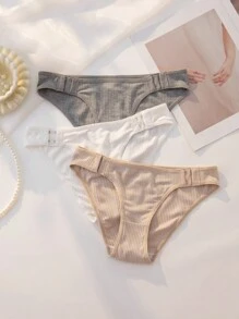 3pcs/Pack Women Comfortable Front Buckle  Panties - Multicolor - View 1