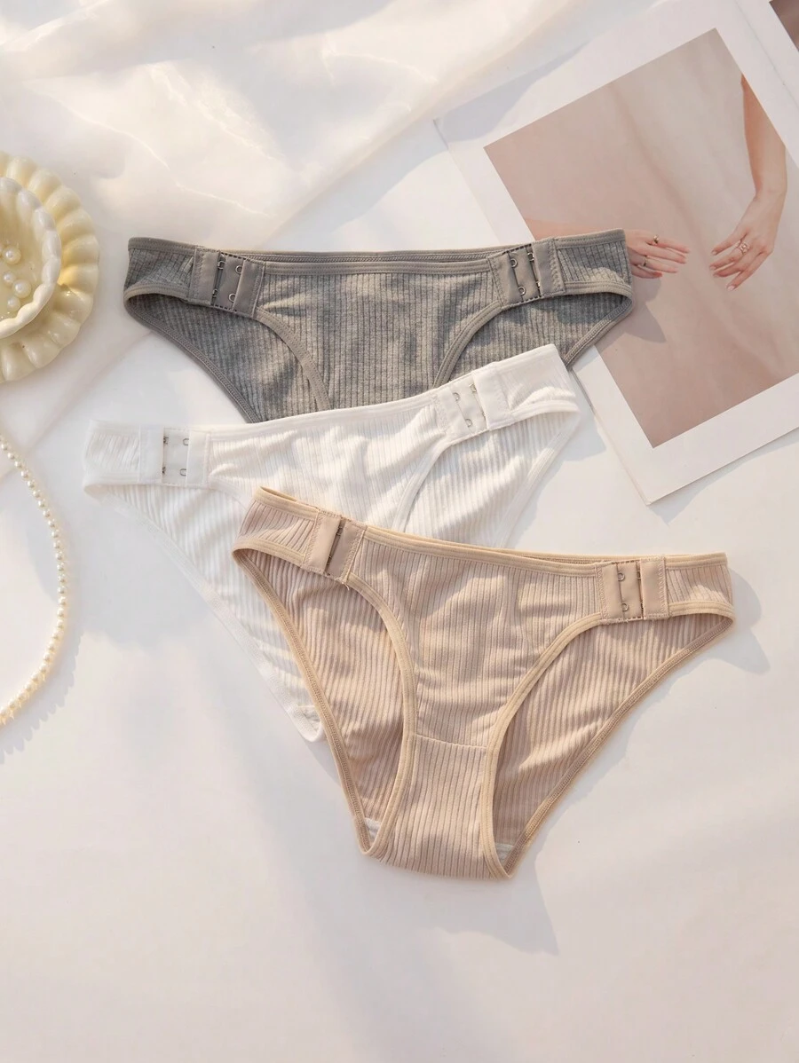 3pcs/Pack Women Comfortable Front Buckle  Panties - Multicolor - View 1